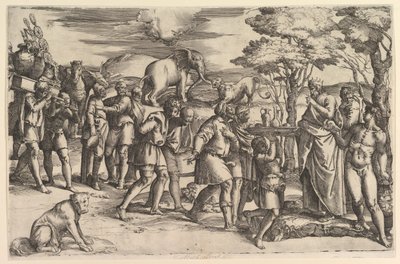 Melquisedec ofreciendo pan y vino a Abraham de Battista Franco Veneziano