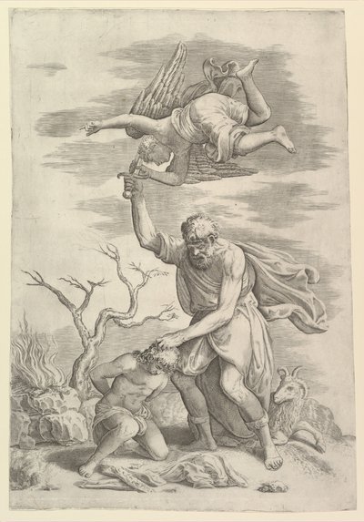 El ángel deteniendo el brazo de Abraham de Battista Franco Veneziano