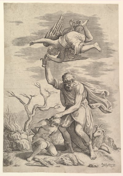 El ángel deteniendo el brazo de Abraham de Battista Franco Veneziano