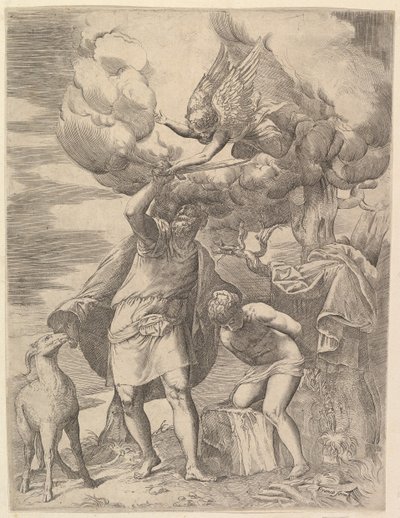El ángel deteniendo el brazo de Abraham de Battista Franco Veneziano