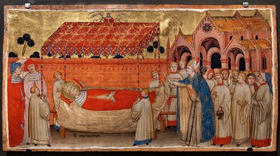 La muerte de San Silvestre (temple sobre tabla) de Battista da Vicenza