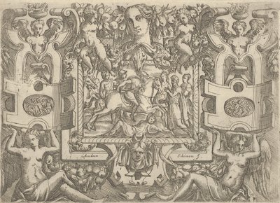 Figura a caballo sosteniendo una espada y cabalgando sobre una figura tendida en el suelo, ca. 1540-80 de Battista del Moro