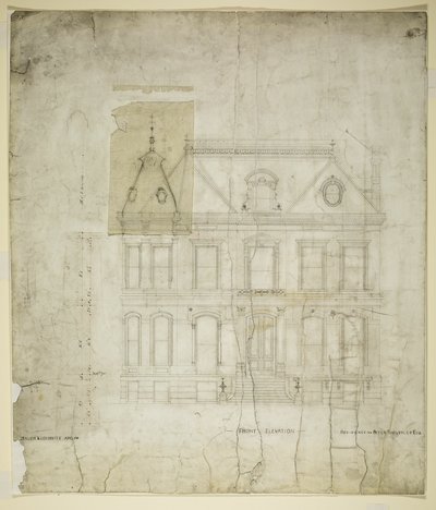 Peter Schuttler II House, Chicago, Illinois, Alzado frontal de Bauer and Loebnitz