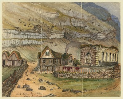 Posada Kirk G Boe y ruinas en las Islas Feroe de Bayard Taylor