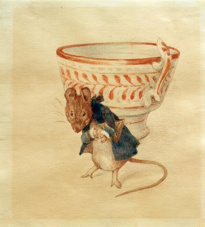 El señor Ratón se inclina ante una taza de té de Beatrix Potter