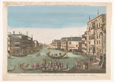Vista del Canal Grande con góndolas, el Palacio Balbori y el Puente Rialto en Venecia
El Gran Canal, el Palacio de Balbori, el Puente de Rialto y la fiesta de las góndolas en Venecia (título en el objeto) de Beauvais