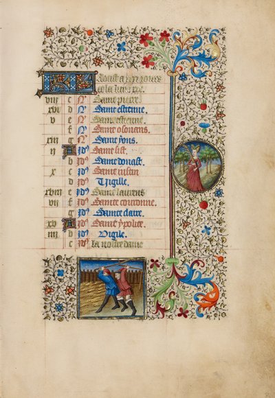 Página del calendario de agosto; Trilla; Virgo de Bedford Master