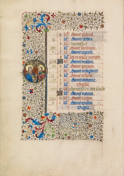Página del calendario de octubre; Santos Simón y Judas de Bedford Master