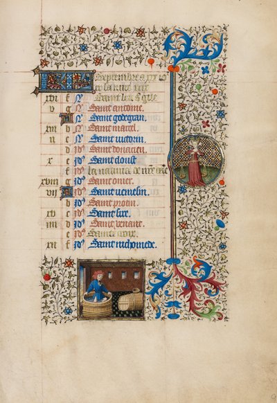 Página del calendario de septiembre; Hacer vino; Libra de Bedford Master