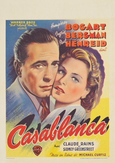 Un cartel belga que anuncia la película "Casablanca" de Belgian School