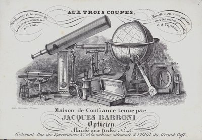 Anuncio de instrumentos ópticos Jacques Barboni de Belgian School