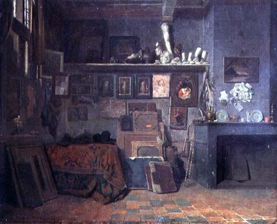Interior del Estudio de un Artista, c.1870 de Belgian School