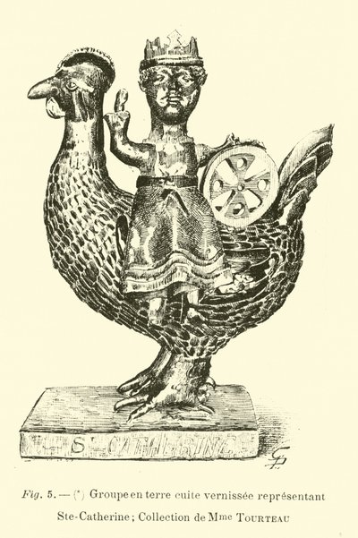 Figura de terracota vidriada que representa a Santa Catalina de Belgian School