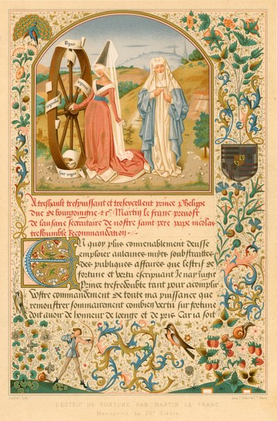 LEstrif de Fortune por Martin le Franc. Manuscrito del siglo XV de Belgian School