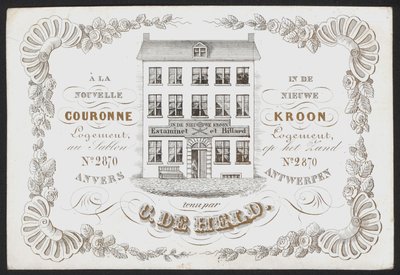 La Nouvelle Couronne, De Nieuwe Kroon, Anvers, Amberes (grabado) de Belgian School