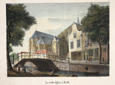 La vieja Iglesia en Delft, c.1895 (fotochrom) de Belgian School