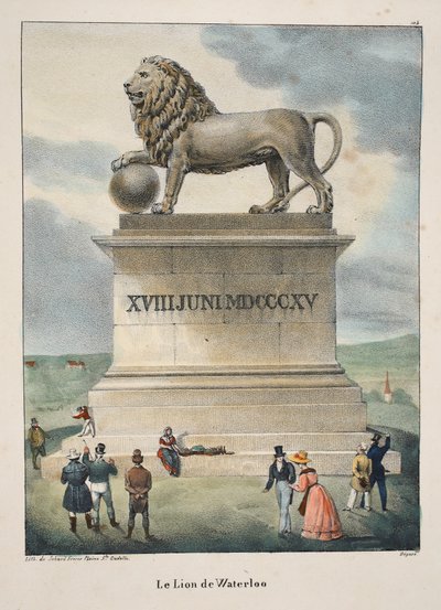 El León de Waterloo, c.1895 (fotochrom) de Belgian School