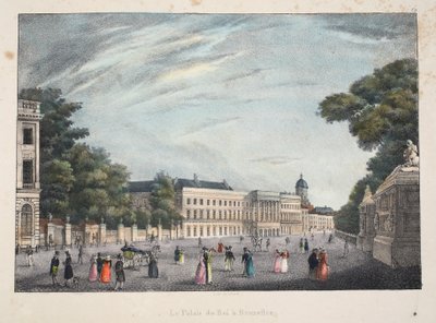 El Palacio del Rey en Bruselas, c.1895 (fotochrom) de Belgian School