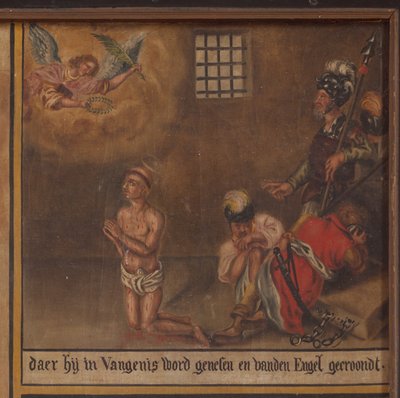 Maarke. Capilla (Sint-Vincentiuskapel). Interior. Pintura. El mártir de San Vicente. Siglo XIX. Detalle. de Belgian School