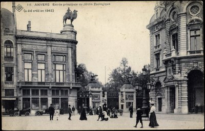 Entrada principal al Zoológico de Amberes, c.1911 de Belgian School