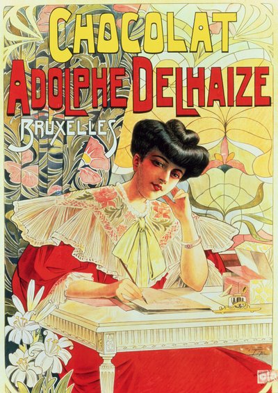 Póster publicitario de Chocolate Adolphe Delhaize, c.1900 de Belgian School