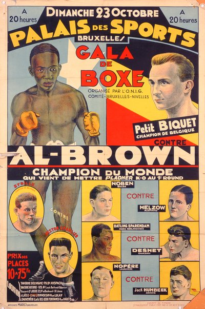 Cartel publicitario de una gala de boxeo en el Palais des Sports, Bruselas de Belgian School
