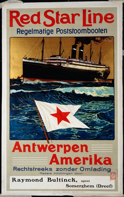 Línea Roja Estrella, Antwerpen América, c.1899 de Belgian School