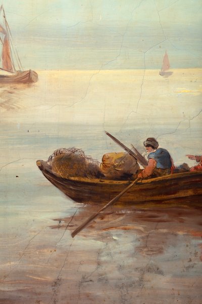 Segunda sala del fondo, sala de reuniones, murales con escenas rurales en estilo clásico, probablemente de hacia 1810, escena 3 de Belgian School