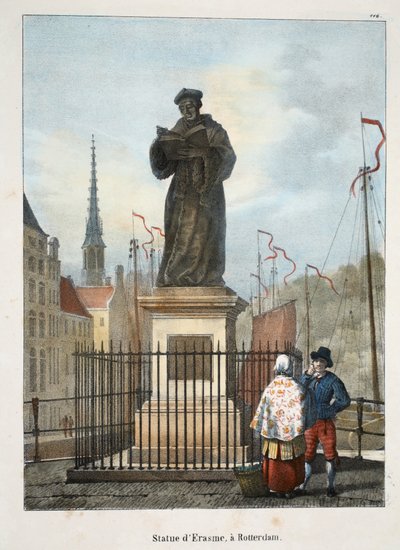 Estatua de Erasmo, en Rotterdam, c.1895 (fotochrom) de Belgian School