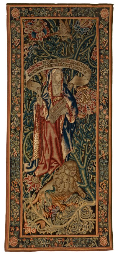 Tapiz, Sibylla Samla (uno del conjunto de seis Sibilas que comprende 46.134 a 46.139) llamado "Tapices de Rothamsted". Fabricado en Flandes, Tournai o Bruselas, c.1530 (lana) de Belgian School