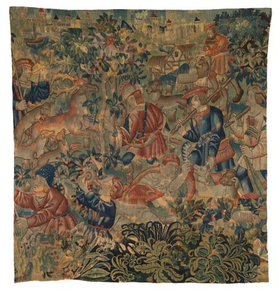 Tapiz con escenas de caza, posiblemente de Tournai, c.1500 (lana) de Belgian School