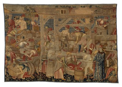 Tapiz que representa a los Lagareros, de Tournai, c.1460-70 (lana) de Belgian School