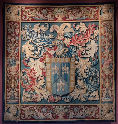 Tapiz con el escudo de armas de la familia De Nagera. Maestro AL. Hacia 1550 (tapiz) de Belgian School