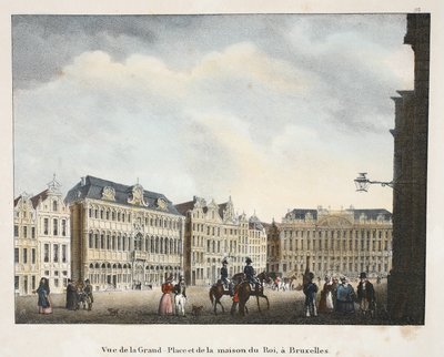 Vista de la Grand Place y de la casa del Rey, en Bruselas, c.1895 (fotochrom) de Belgian School