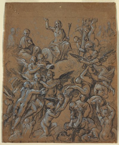 Dibujo, Cristo en la gloria con ángeles, hacia 1630 de Belisario Corenzio