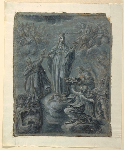 Dibujo, Recto: Coronación de la Virgen, hacia 1630 de Belisario Corenzio