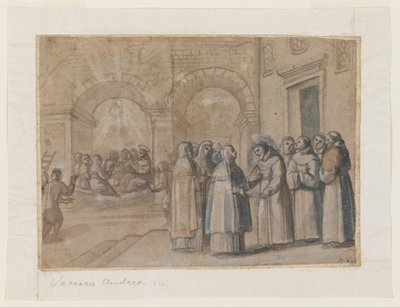 Encuentro de los santos Francisco y Clara de Belisario Corenzio
