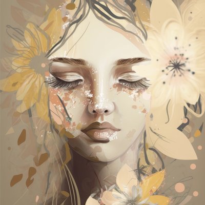 Retrato floral etéreo de Bella Eve