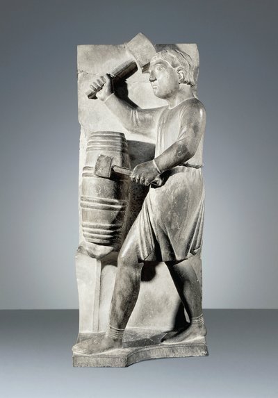 Agosto, estatua del Ciclo de los Meses, Baptisterio de Parma de Benedetto Antelami