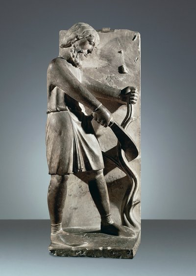 Diciembre, estatua del Ciclo de los Meses, Baptisterio de Parma de Benedetto Antelami