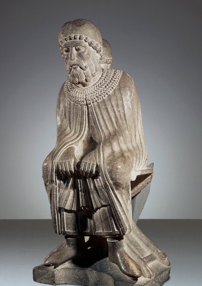 Enero, estatua del Ciclo de los Meses, Baptisterio de Parma de Benedetto Antelami