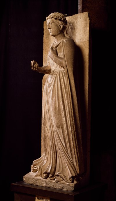 Primavera, escultura del Ciclo de las Estaciones, por Benedetto Antelami, Baptisterio de Parma, Emilia-Romaña, Italia de Benedetto Antelami
