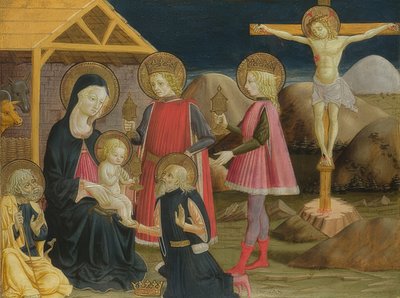 La adoración de los Reyes y la crucifixión. Alrededor de 1465-75 de Benedetto Bonfigli