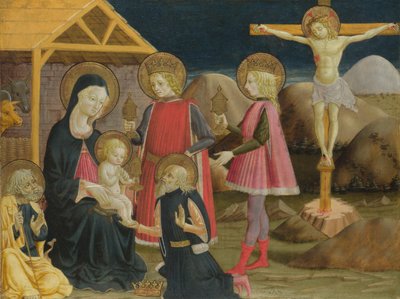 La adoración de los reyes y Cristo en la cruz, ca 1470 de Benedetto Bonfigli