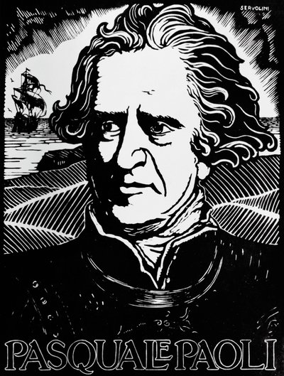 Retrato de Pasquale Paoli, estadista, general y patriota corso (xilografía) de Benedetto Servolini