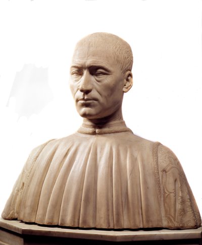 Busto de Philippe Strozzi (o Filippo) (1489-1538), condotiero y político italiano. Escultura de mármol de Benedetto da Maiano (1442-1497) siglo XV. París, Museo del Louvre. de Benedetto da Maiano