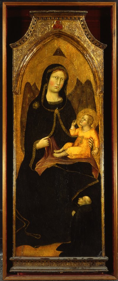 Madonna y Niño con donante, panel del altar mayor de SS. Domenico e Giacomo, Bevagna, 1416 de Benedetto di Bindo
