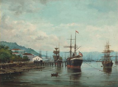 Benedito Calixto - Puerto de Santos, SP (visto a la izquierda), 1890 de Benedito Calixto