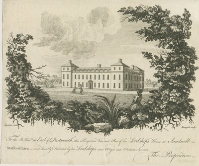 Sandwell Park - Hall: grabado en placa de cobre, s.f. [c. 1770] de Benezech