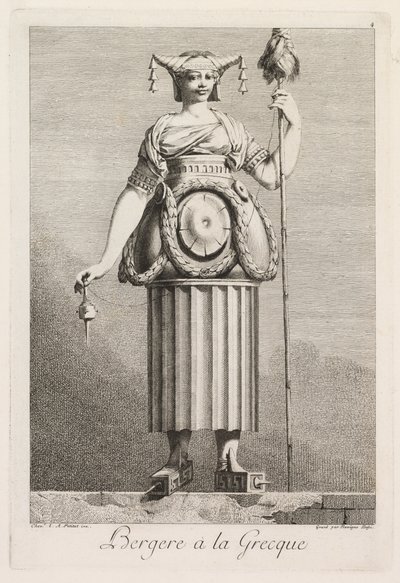 Mascarada a la Griega: Pastora a la Griega, Placa 4, 1771 de Benigno Bossi